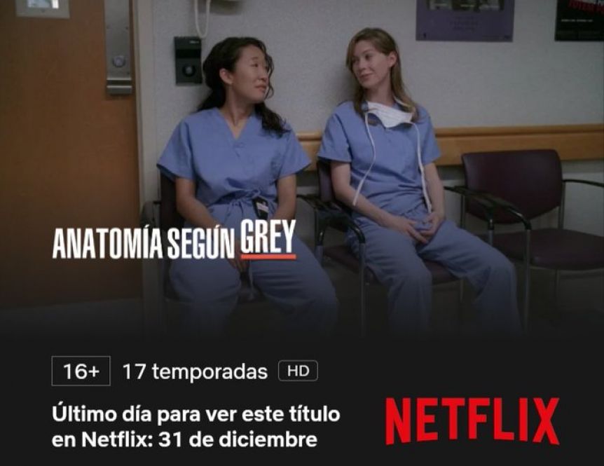 Netflix anunci la salida de Grey s Anatomy y los seguidores