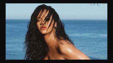 A Rihanna por poco se le escapa una boob de su apretado escote (FOTOS)